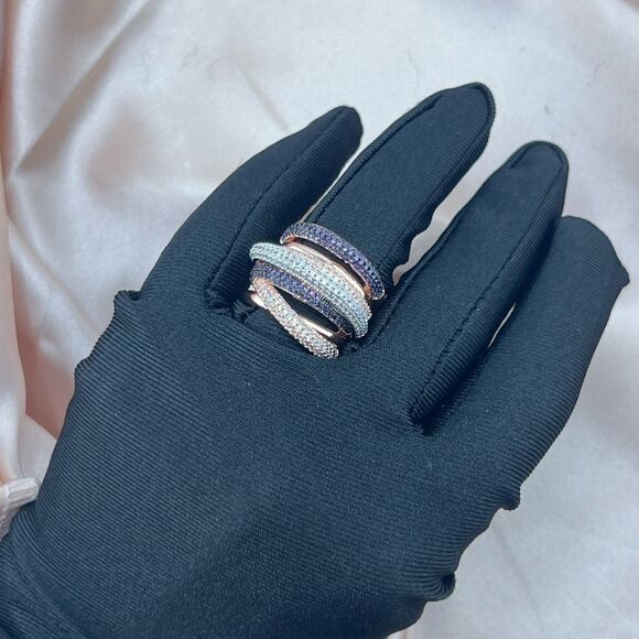 Luxurious Multi-Band Pave Ring in Multicolor Sparkle - Picture 4 of 8